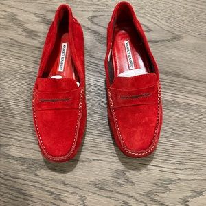 Manolo Blahnik loafers, size 39, Red